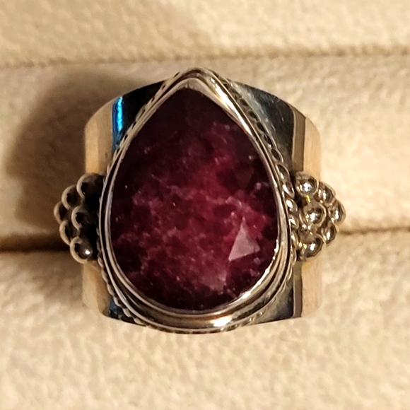 From Arizona Jewelry - Bohemian Boho Natural Ruby Gemstone  .925 Sterling Silver Ring Sz. 7.5